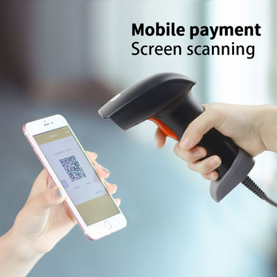 เครื่องสแกนบาร์โค้ดแบบใช้มือถือ 1D 2D แบบมีสายแบบพกพา USB Qr Code Reader